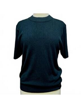 Sag Harbor Dark Green Cozy Ribbed Short Sleeve Shirt Size Medium